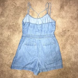 Chambray Romper | Loft | 0P | NWT